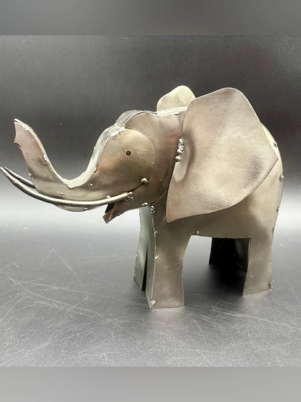 Nafe Iron Works Metal Elephant Sculpture - Handcrafted Riveted Art - Great Cond